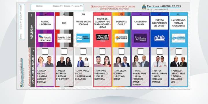Elecciones 2025: así será la Boleta Única de Papel de Chubut