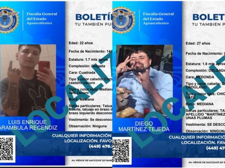 Localiza Fiscalía a 2 jóvenes desaparecidos en Calvillo, Aguascalientes