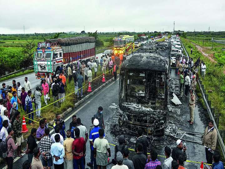Frantic escape attempts as blaze devours bus, claims 25