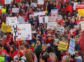 Thousands rally in Calgary ahead of provincewide teachers' strike