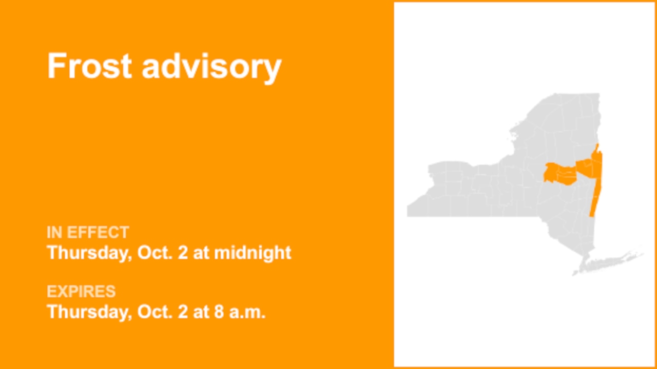 NY weather: New York placed under a frost advisory Thursday