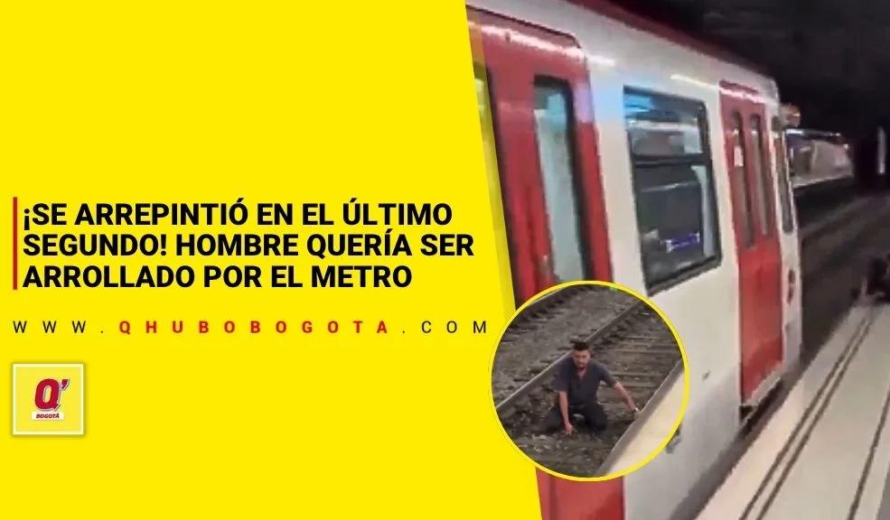 ¡Se arrepintió en el último segundo! Hombre quería ser arrollado por el metro