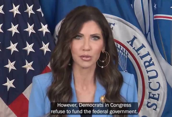 Airports refuse to show video of Kristi Noem blaming Democrats for shutdown