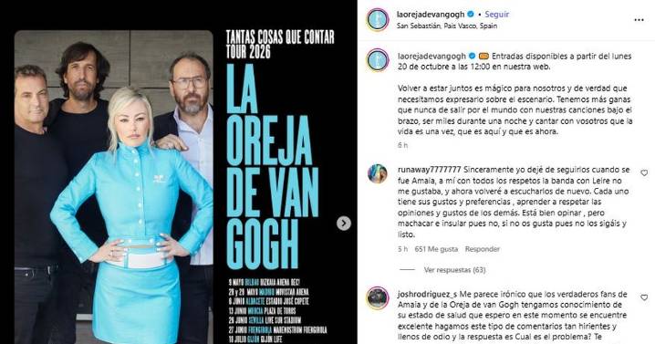 La Oreja de Van Gogh anuncia gira por España en 2026
