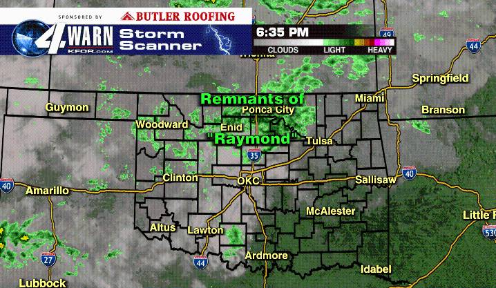 Glorious Day! Remnants of "Raymond" now moving out.
