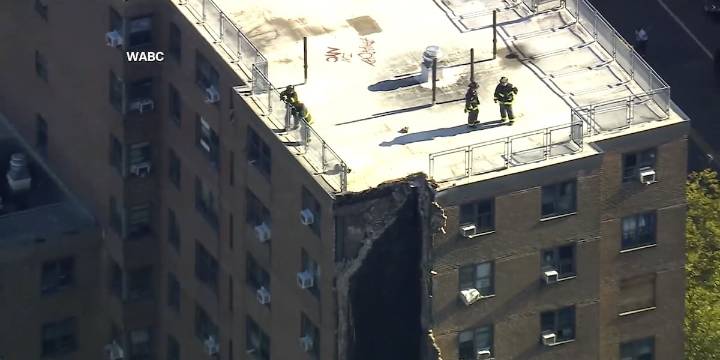 Part of a high-rise apartment building in New York City collapses, no injuries reported
