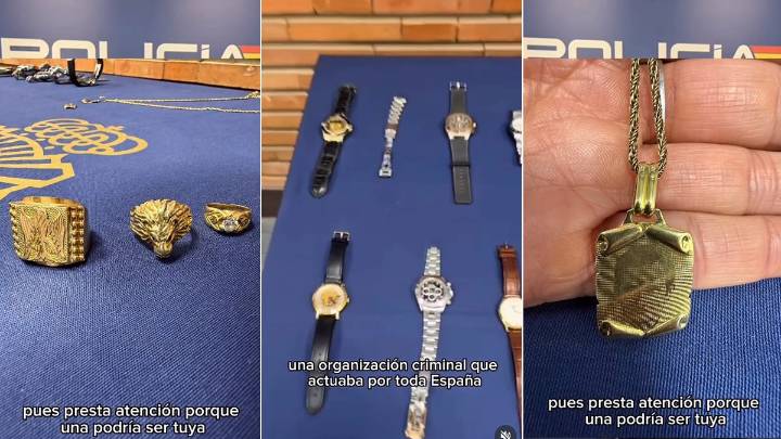 Las joyas de oro y relojes que volaron con el método del ‘abrazo cariñoso’