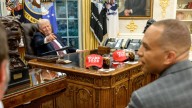 Trump posts photos from Democrat meeting with '2028' hats in Oval Office