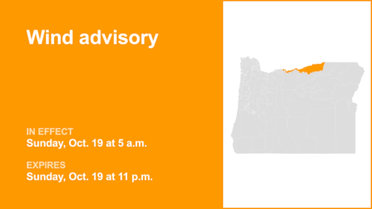 Wind advisory issued for Eastern Columbia River Gorge of Oregon and Lower Columbia Basin of Oregon for Sunday