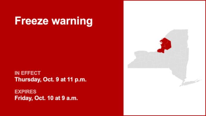 NY weather: Freeze warning in place for New York until Friday morning