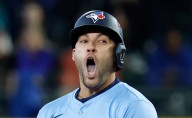 Video: George Springer collapses in pain after taking a Bryan Woo pitch straight to the knee
