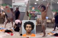 Shirtless Florida man Climont Mann strikes shoppers with metal shelf in brawl inside Publix supermarket