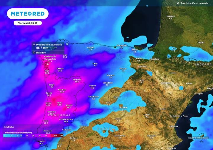 Lluvia intensa en el norte de Extremadura: hasta 60 litros por metro cuadrado