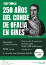 Gines recuerda al Conde de Ofalia con una conferencia en el 250 aniversario de su nacimiento