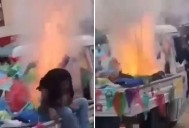 Niña se salva por segundos de explosión de mototaxi con pirotecnia en Oaxaca