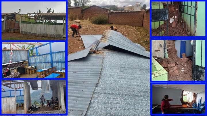 Vientos y lluvias destruyen colegios en Ayacucho y dejan aulas inservibles