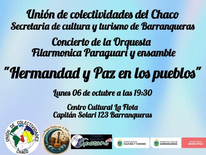 BARRANQUERAS: La Ciudad Recibirá A La Orquesta Filarmónica Paraguarí Con Un Concierto Internacional