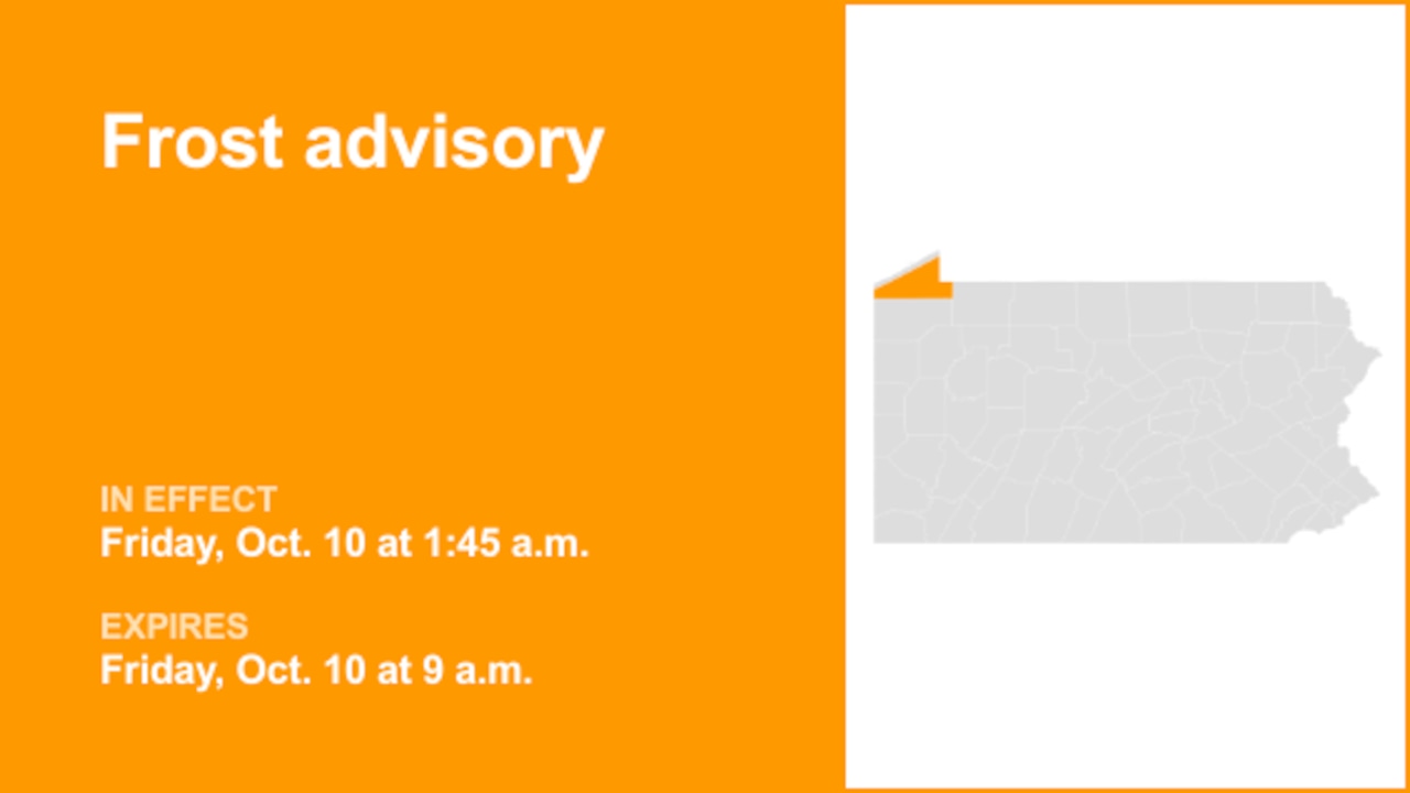Update: Frost advisory issued for Southern Erie until Friday morning