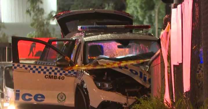 Constable trapped in car after police crash in Sydney