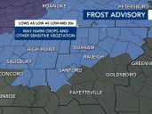 Frost advisory in effect for central NC through Friday morning