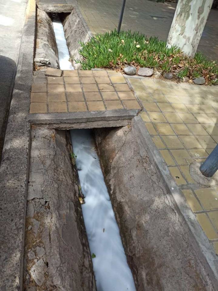Misteriosa agua blanca en acequias de la Quinta Sección