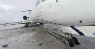 Plane overshoots runway at Virginia airport during heavy rain