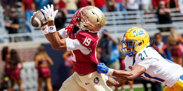 Mason Heintschel throws for 321 yards, two TDs to Desmond Reid in Pitt’s upset of No. 25 Florida St.