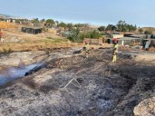 Afectadas más de medio centenar de chabolas por un incendio en Palos de la Frontera
