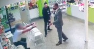 Moment 'crazed man high on monkey dust' tackled to the ground by hero pharmacy staff