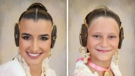 La joven Carmen Prades y la niña Marta Mercader, falleras mayores de Valencia 2026