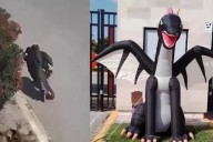 Video: Mujer roba inflable de Halloween en Torreón y lo regresa más tarde