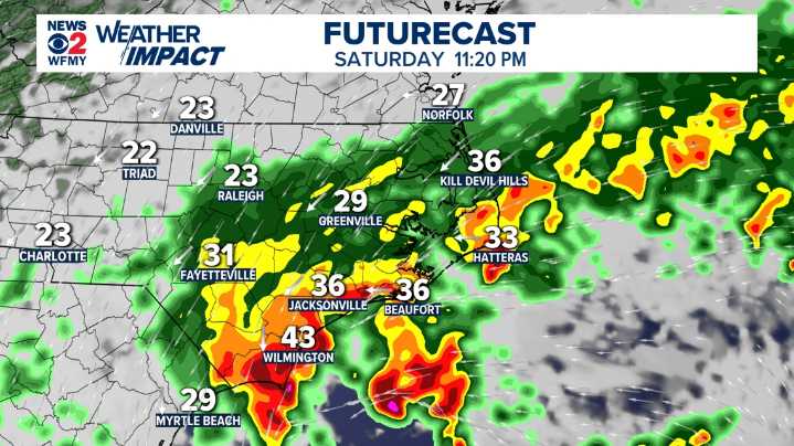 Nor'easter to hit Carolina coast this weekend with wind, rain, and high surf