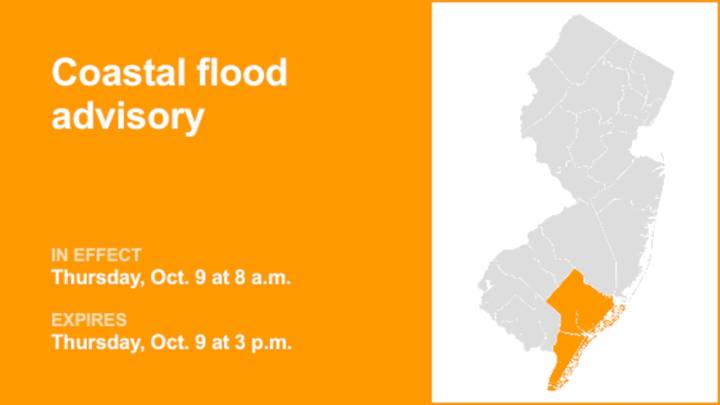 Coastal flood advisory for Atlantic and Cape May counties for Thursday