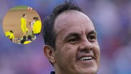 ¡De cárcel! Cuauhtémoc Blanco faulea al 'Venado' Medina en amistoso de Leyendas América Vs Chivas
