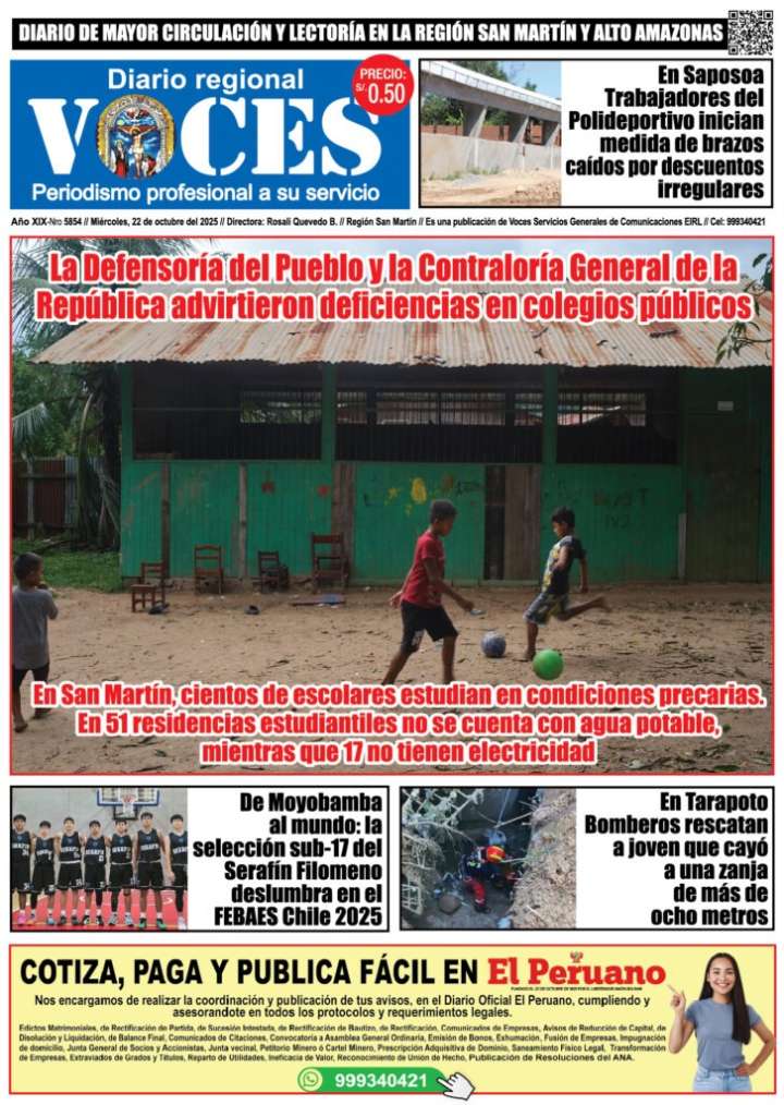 Portada, miércoles 22 de octubre 2025