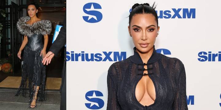 Kim Kardashian Rocks Plunging Knit Set & Vintage Couture in NYC Outings | Kim Kardashian