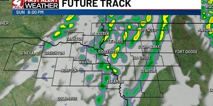 Warm Sunday afternoon, cold front passes in the evening