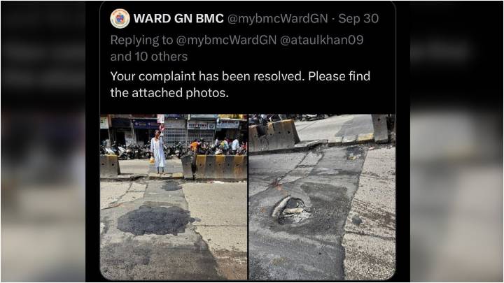 Mumbai civic body deletes tweet after Internet points out shoddy road repair work
