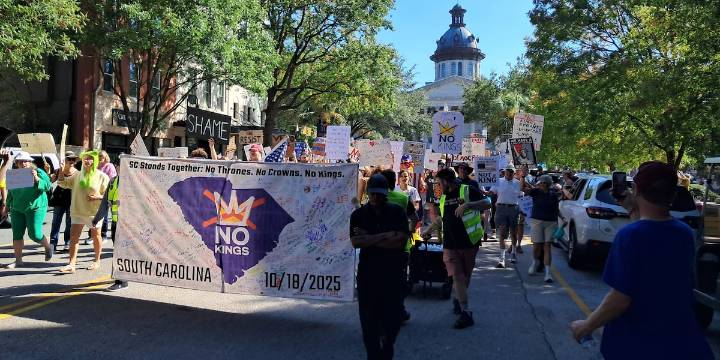 Thousands gather, march during ‘No Kings’ rally outside SC State House