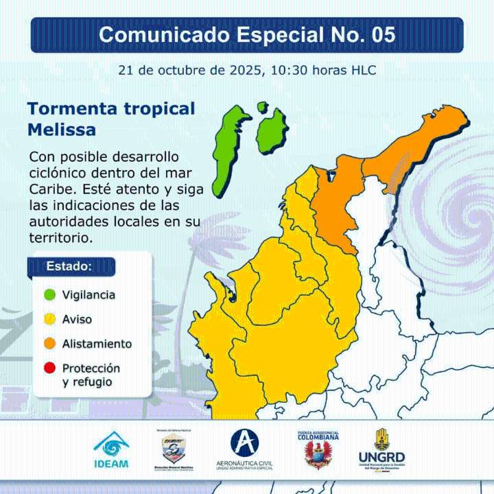 Onda tropical se fortaleció y se convirtió en Tormenta Tropical Melissa. Puede afectar a San Andrés