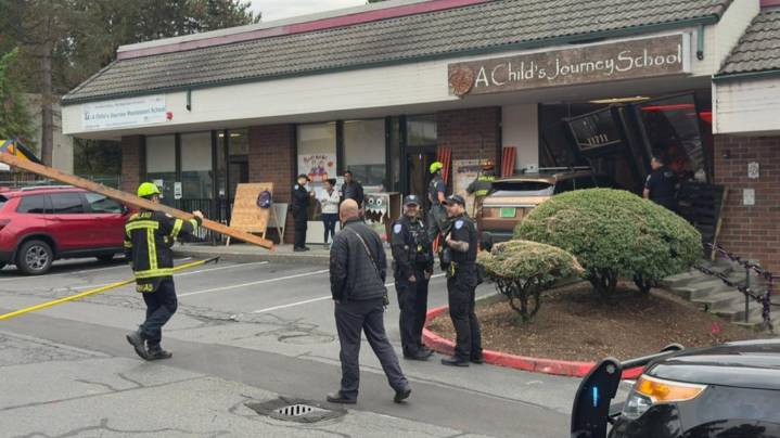 Vehicle crashes into building at Totem Square in Kirkland