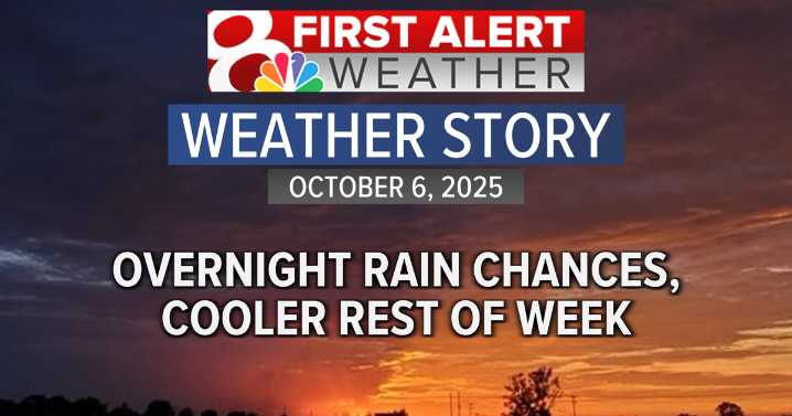 Forecast: Overnight rain chances, with cooler days ahead