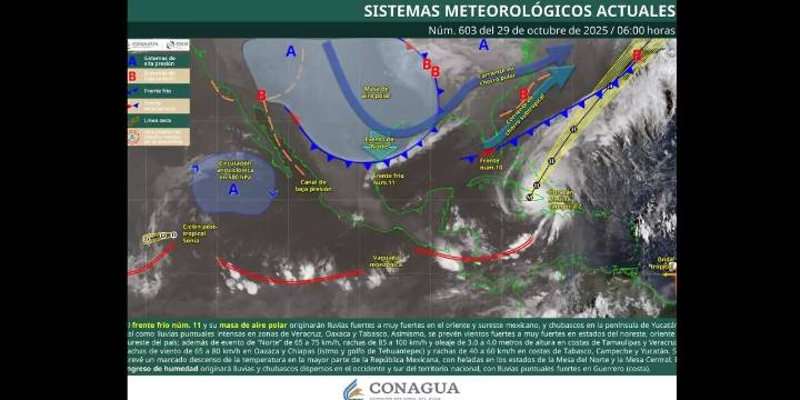 Frente frío 11 provoca descenso de temperatura y fuertes vientos en Oaxaca