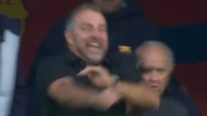 Completamente desatado: el polémico gesto de Flick tras el gol de Araújo frente al Girona