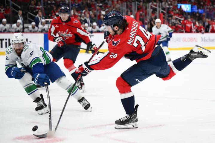 Canucks score 3 in the first, snap Washington’s 4-game winning streak with a 4