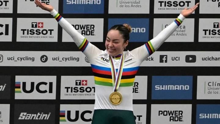 La ciclista mexicana Yareli Acevedo, campeona mundial en prueba por puntos