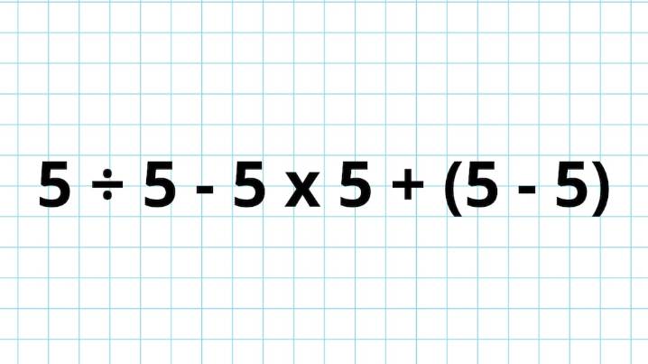¿Cuánto es 5 ÷ 5 - 5 x 5 + (5 - 5)? La cuenta matemática que pone a prueba a los genios