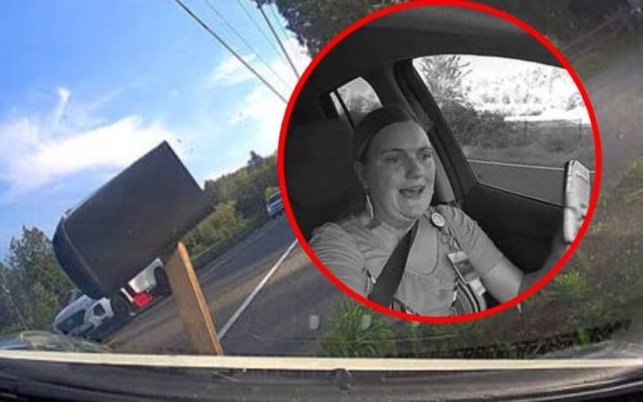 VIDEO: Mujer vuelca auto por usar celular al conducir en Estados Unidos