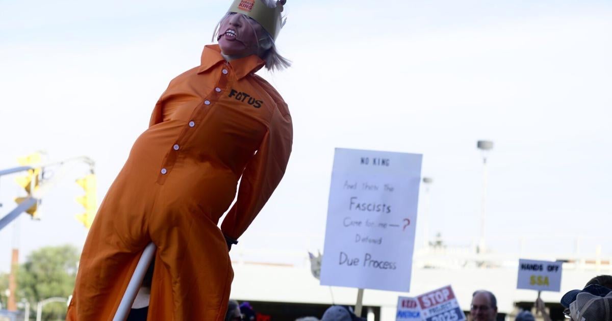 Hundreds gather for No Kings protest in Anderson