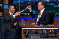 Jimmy Kimmel and Stephen Colbert guest-star on each other's shows to vent about late